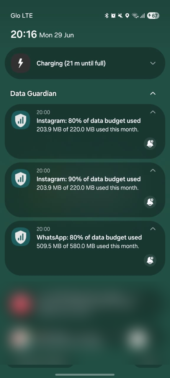 Budget alerts land right in your notification shade